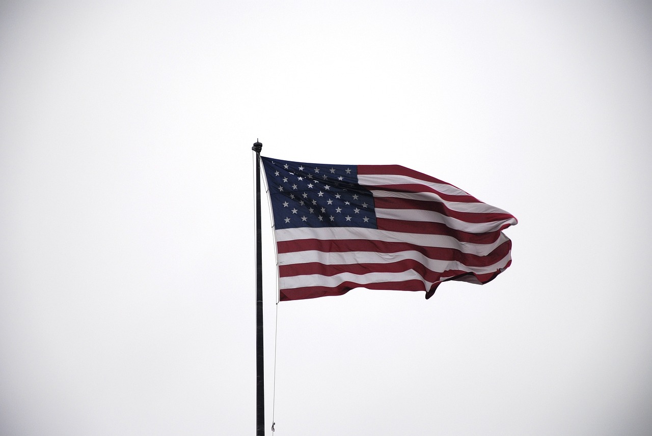 american flag in the wind